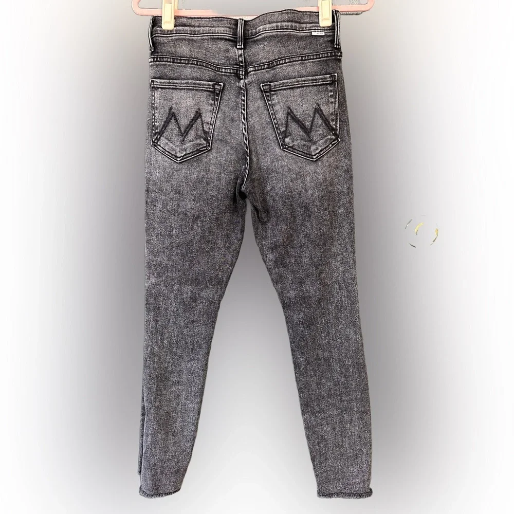 Mother Stunner Zip Ankle Step Fray Faded Black Skinny Train Stops Size 27 - Picture 4 of 6